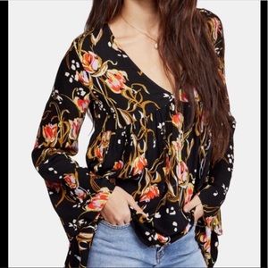 FREE PEOPLE Bella Print Floral Tunic - Onyx Combo